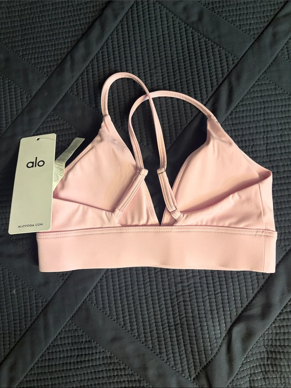 ALO Yoga Light Pink V-Neck Strappy Bralette